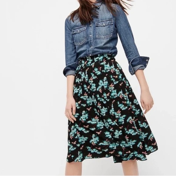 J. Crew Pleated Midi Skirt in Botanical Bees - Picture 4 of 8